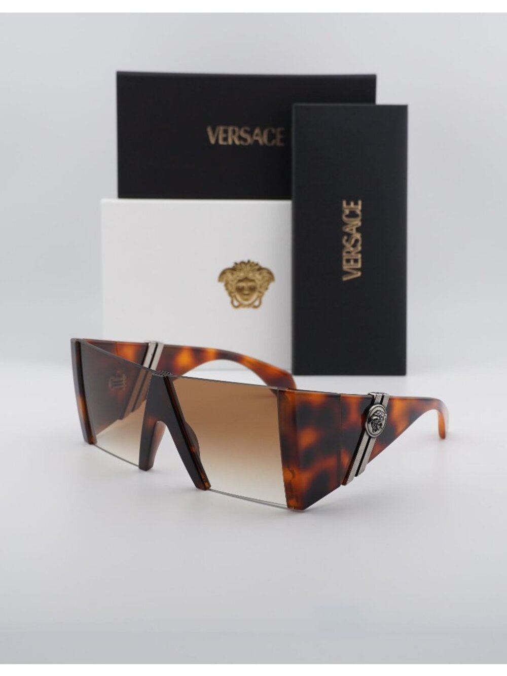 Versace VE4515 5217T5 Shield Sunglasses – Havana / Brown